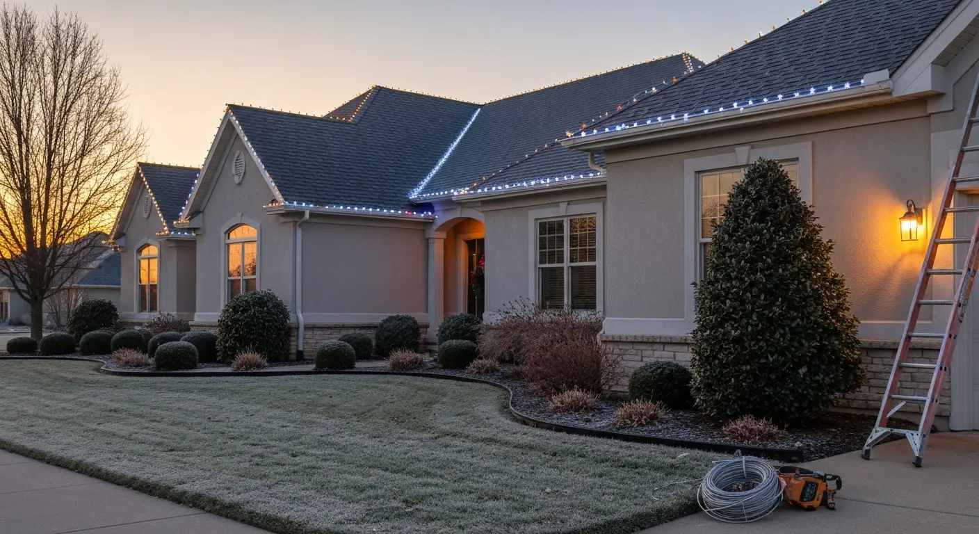 Roofline Christmas lights installation