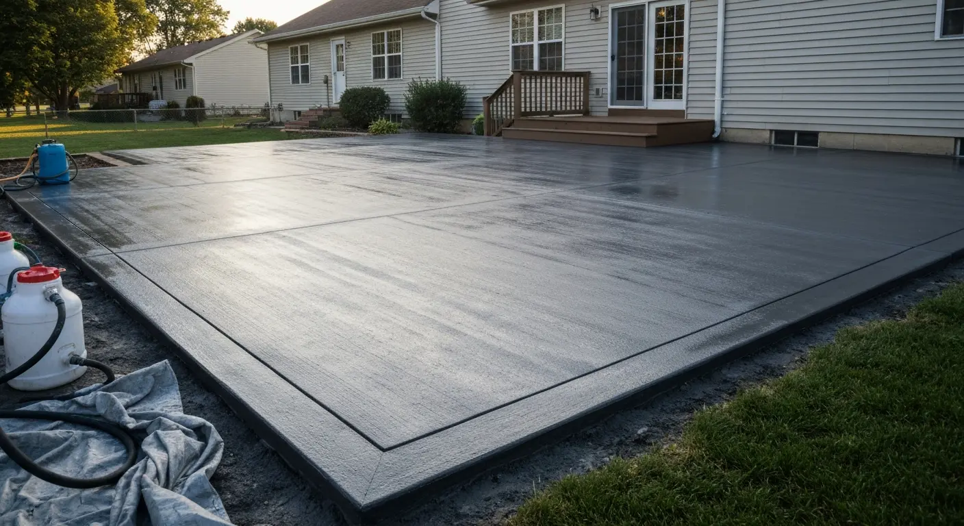 Sealed concrete patio