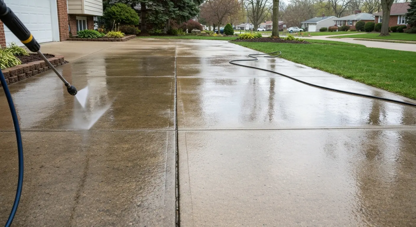 Driveway pressure washing