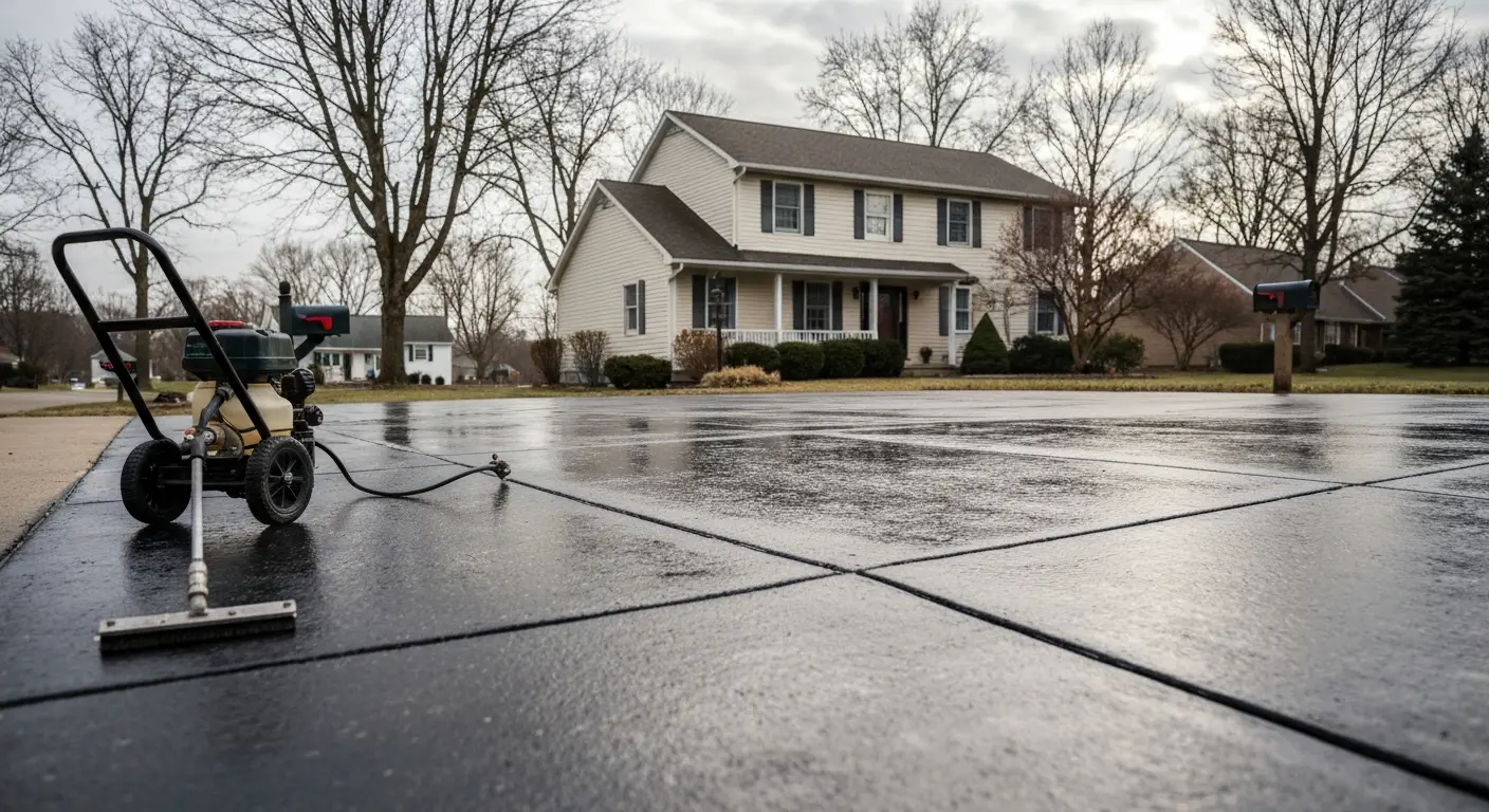 Concrete driveway sealing project