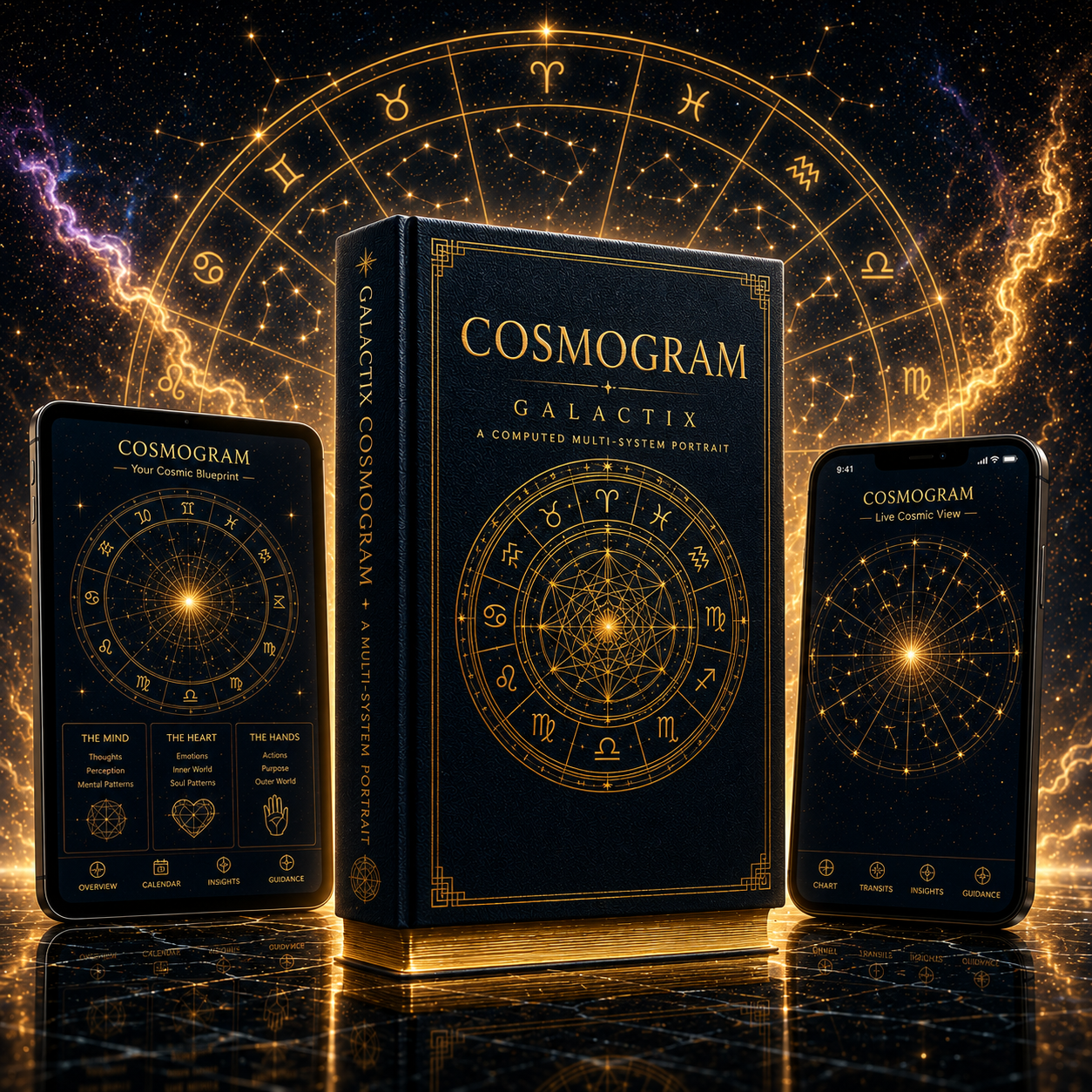 The Full Cosmogram — book, tablet and phone