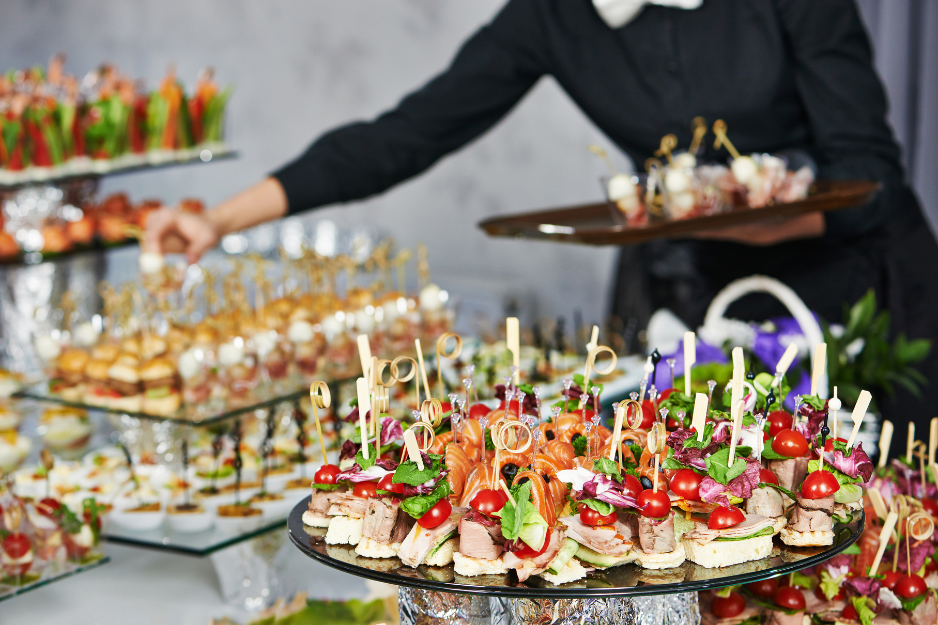 An elegantly presented main course at a Maine wedding reception, showcasing custom wedding catering services tailored for coastal and local celebrations.