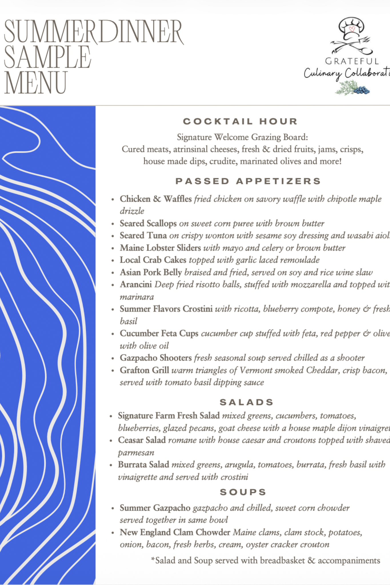 Summer Dinner Sample Menu