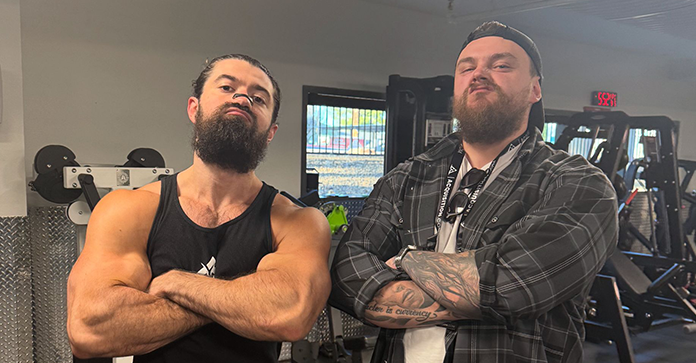 Rhys Livingstone with a member of the Undeniable team