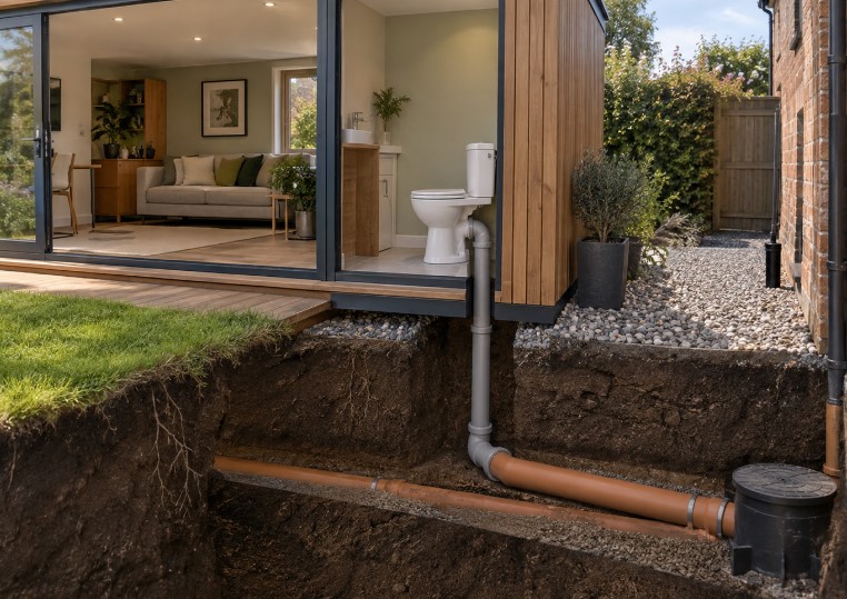 Standard WC connected to mains drainage Standard WC connected to mains drainage