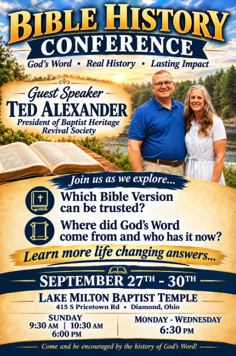 Bible History Conference — Ted Alexander, Sept 27–30