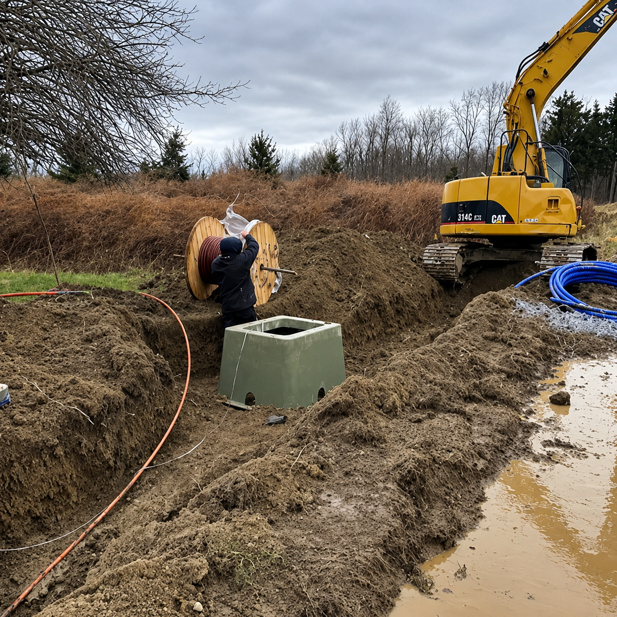 Wire Worx underground primary and secondary electrical service installation