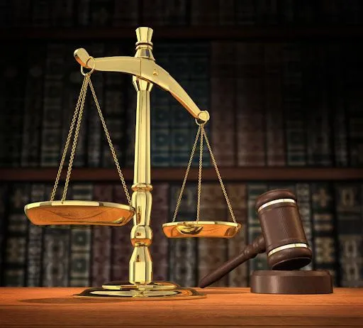 Legal scales and gavel