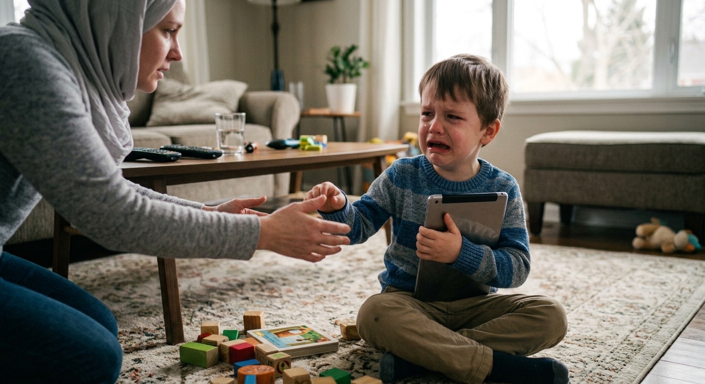 Child upset over screen-time limit