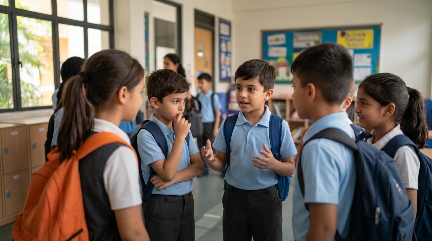 School-aged child influenced by peers