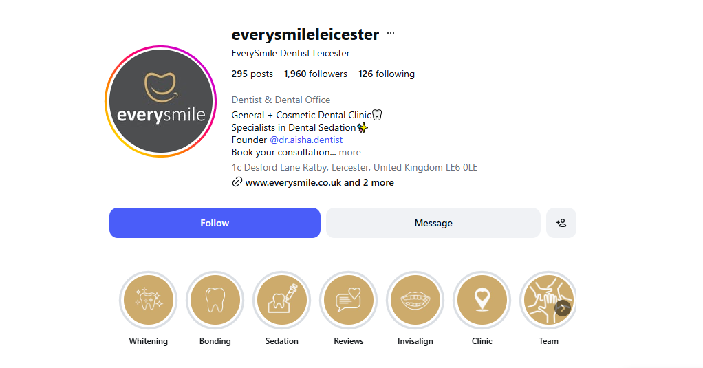 EverySmile Dentist Instagram Screenshot