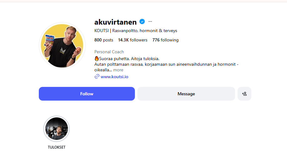 Aku Virtanen Instagram Screenshot