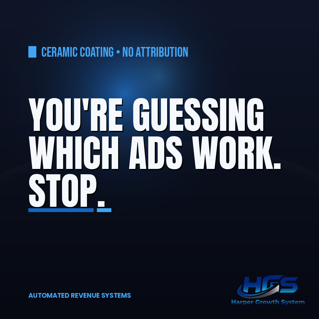 Ceramic coating lead source tracking report showing which marketing channels produce booked coating jobs for a detail shop