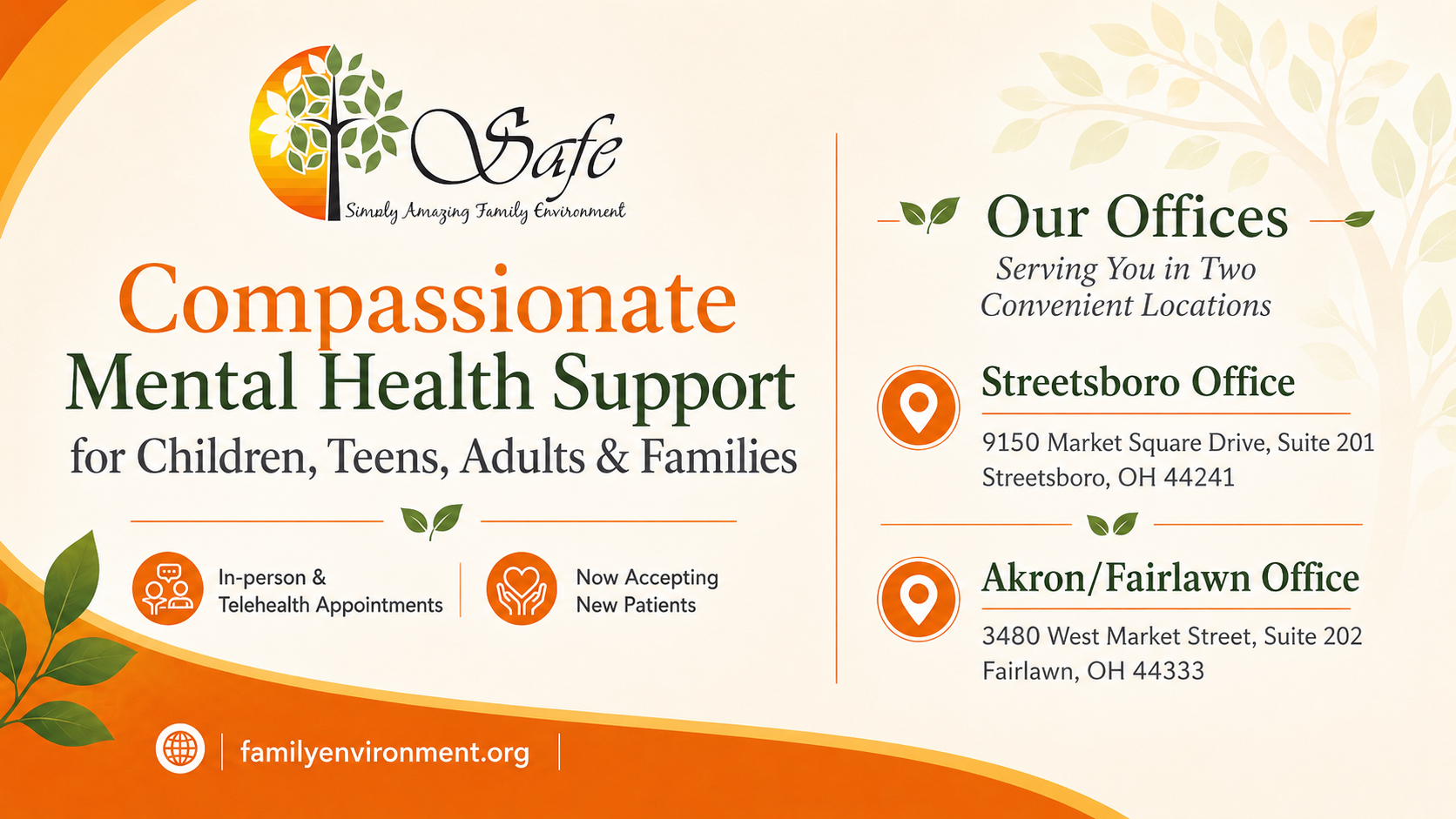 Counseling in Streetsboro & Akron/Fairlawn, OH | SAFE