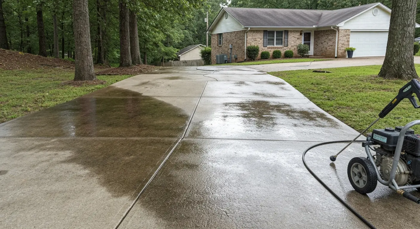 Driveway pressure washing