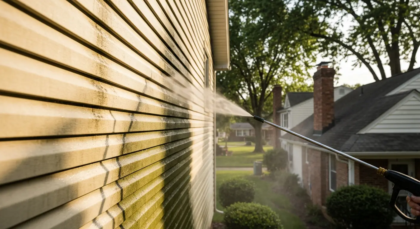 Pressure washing home exterior