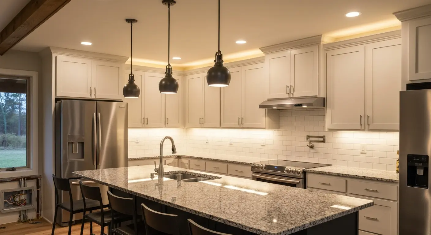 Kitchen lighting fixtures installation