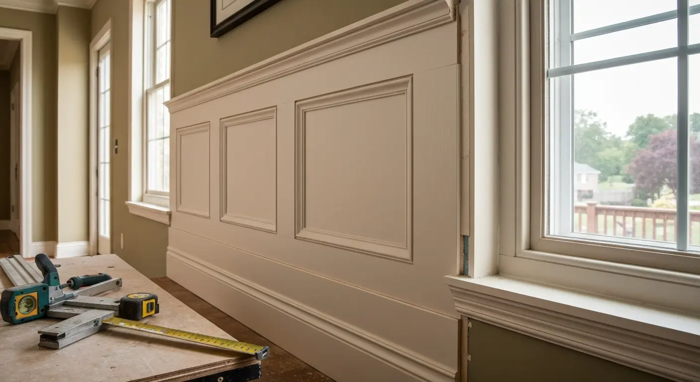 Wainscoting detail installation