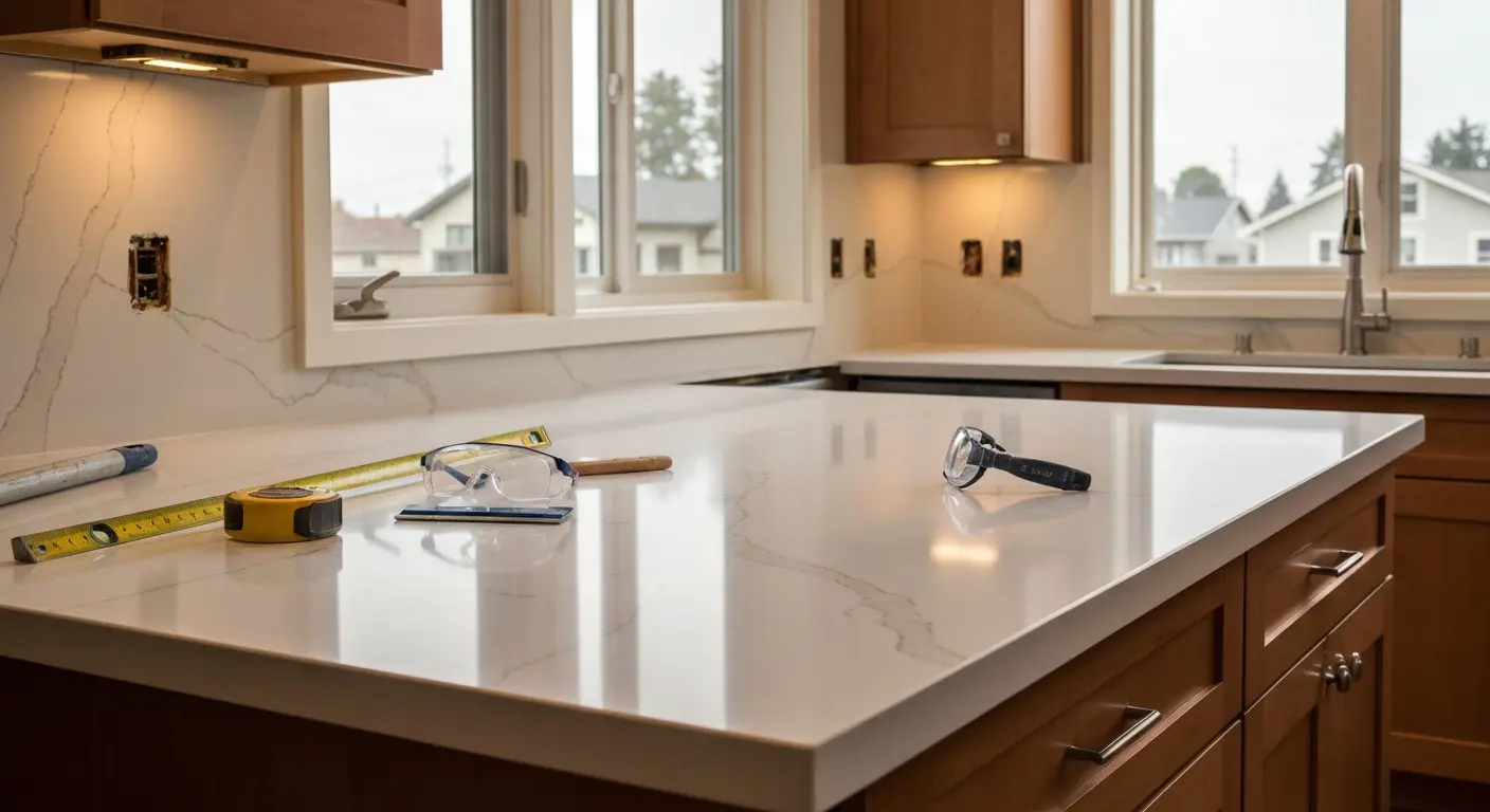 Quartz countertop installation