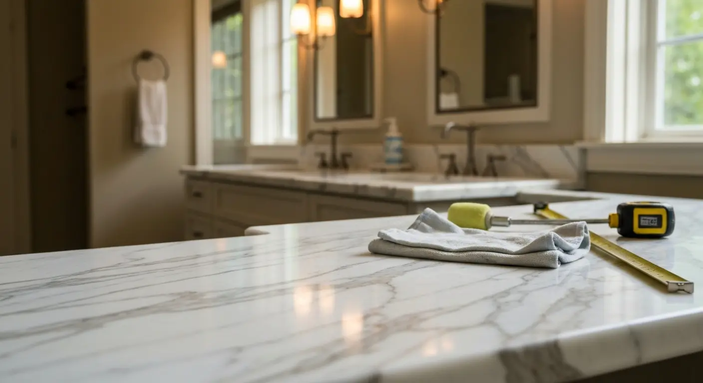 Marble and quartzite countertop installation