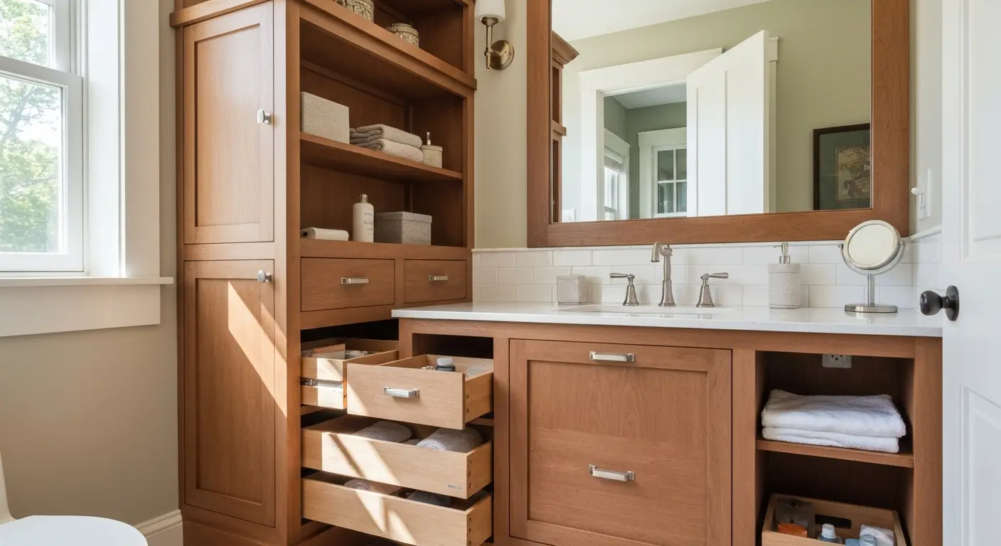 Custom bathroom vanity with storage