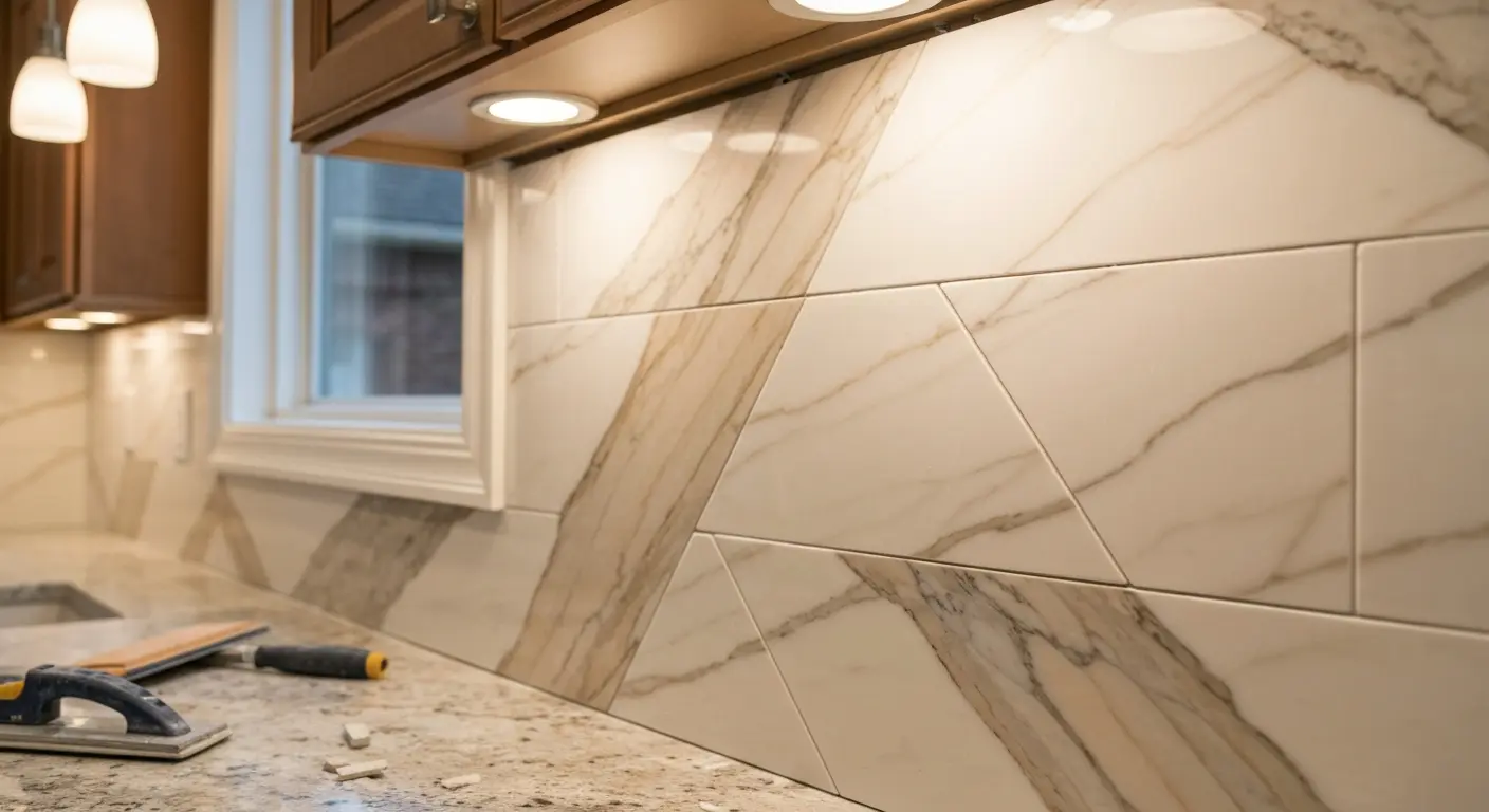 Stone marble backsplash