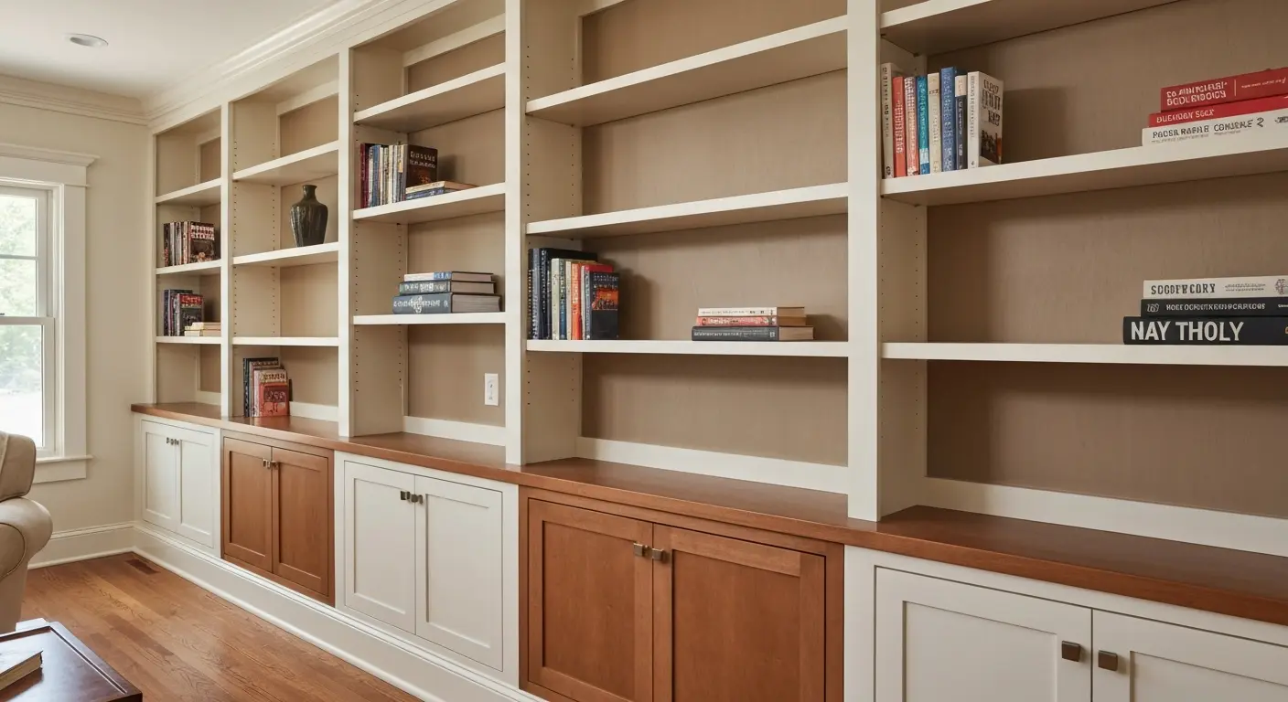 Built-in shelving and storage cabinets