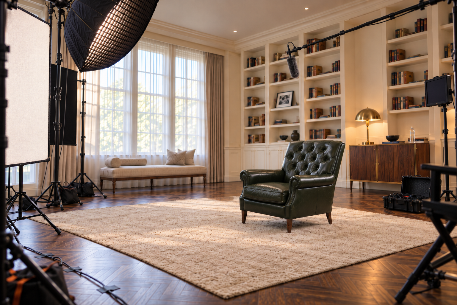 The empty chair, set and waiting before a session