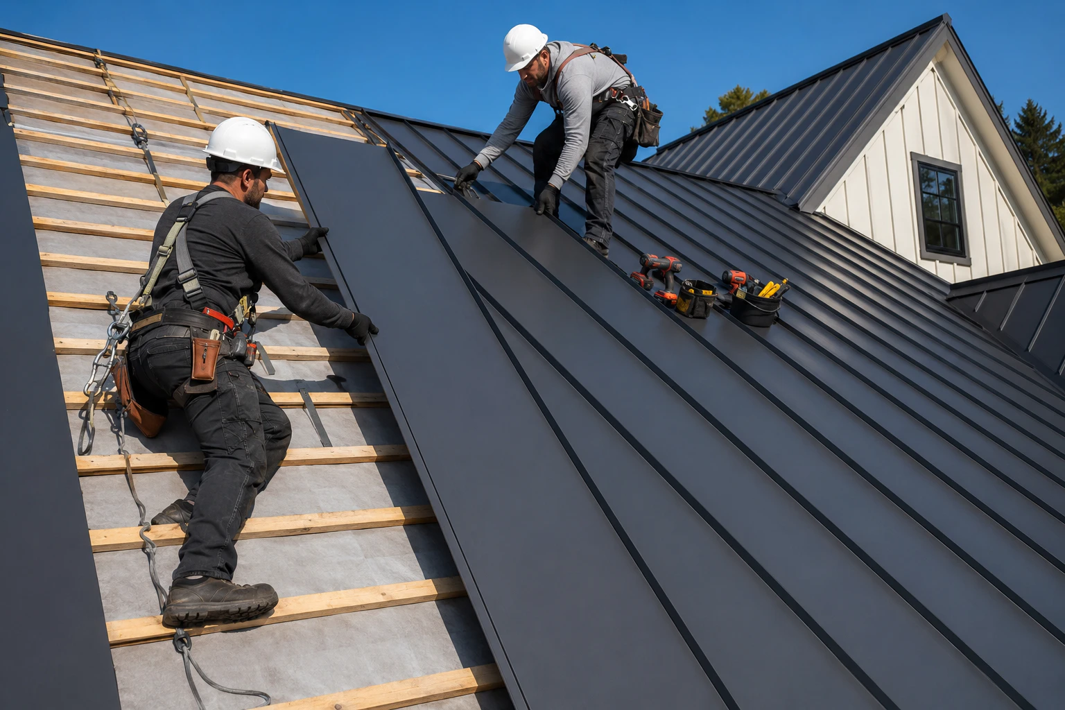Residential roofing contractor working on an Ossining home