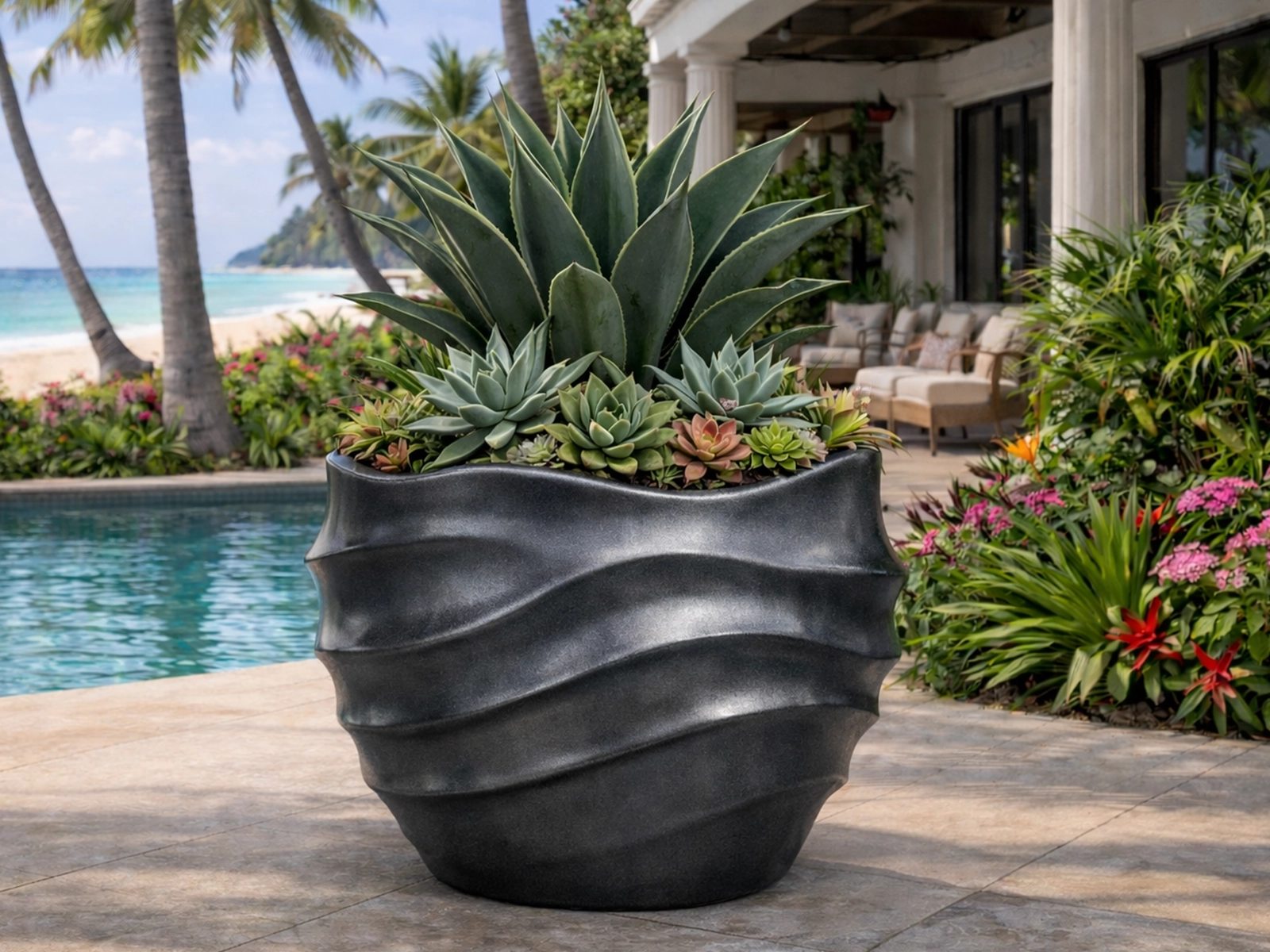Habitudes glazed stoneware planters