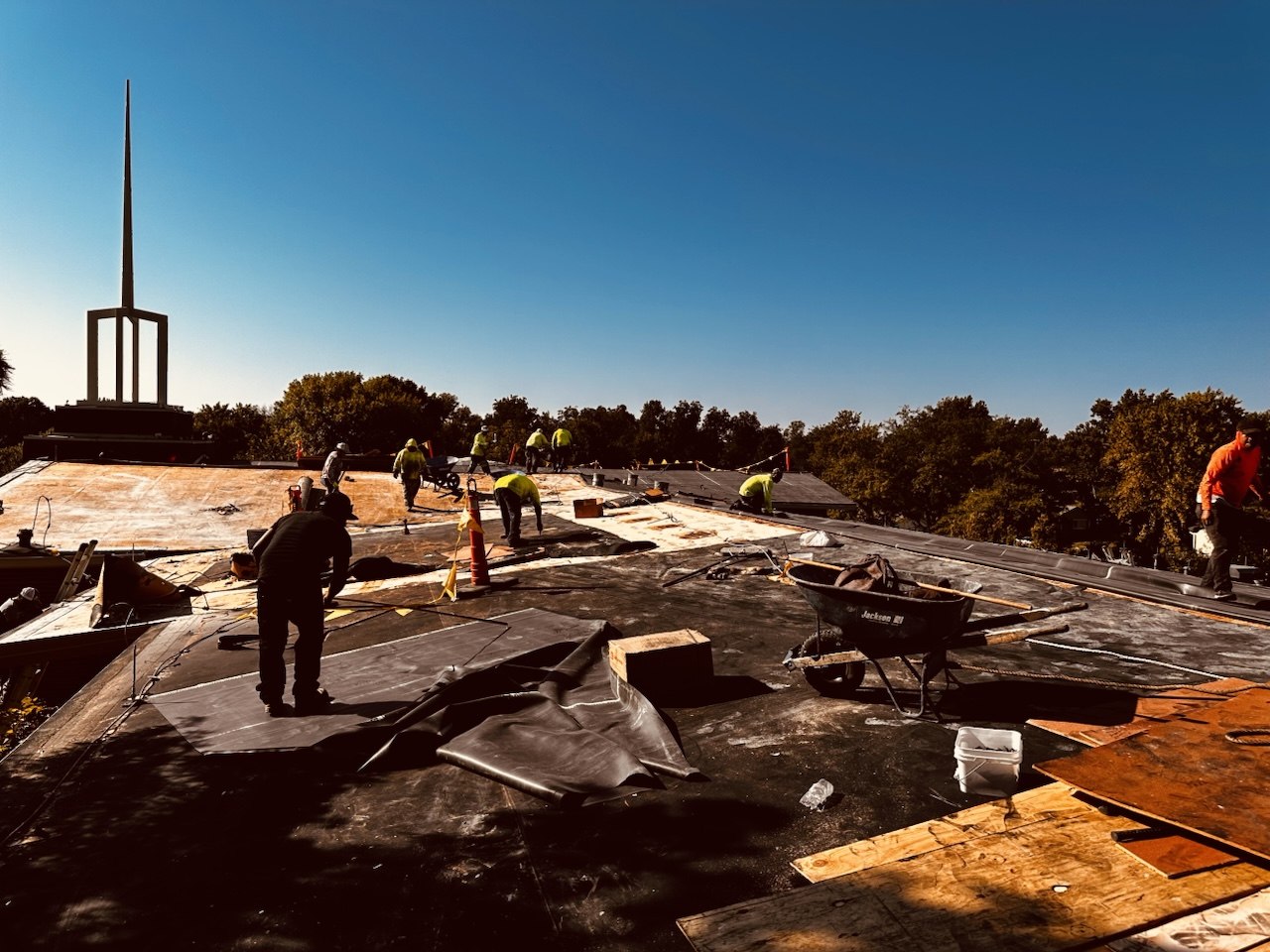 Commercial EPDM Roof at a Church in Tulsa, OK - Installation Progress - High Resolution View 4