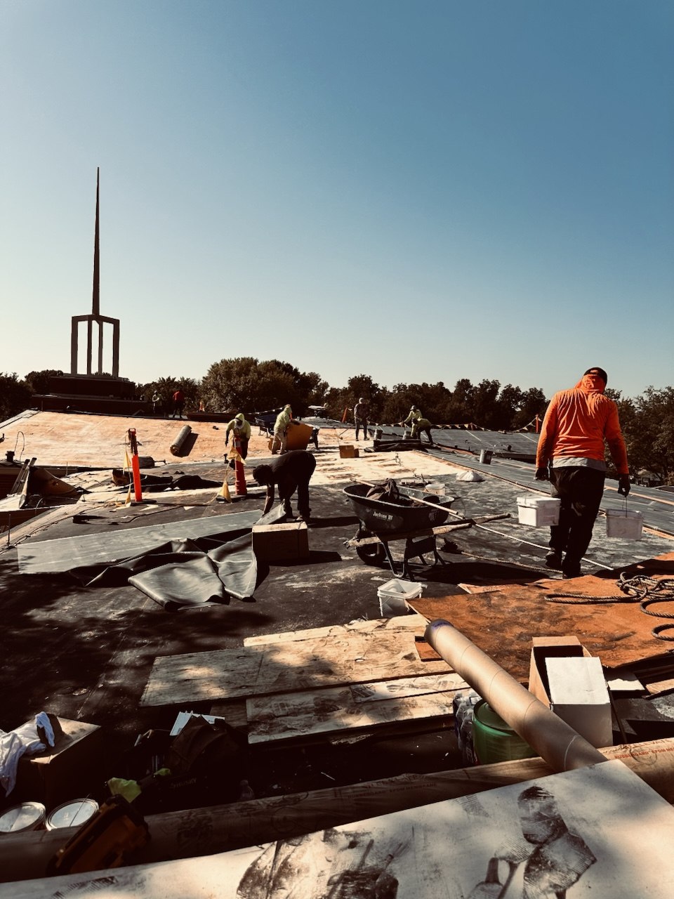 Commercial EPDM Roof at a Church in Tulsa, OK - Installation Progress - High Resolution View 6