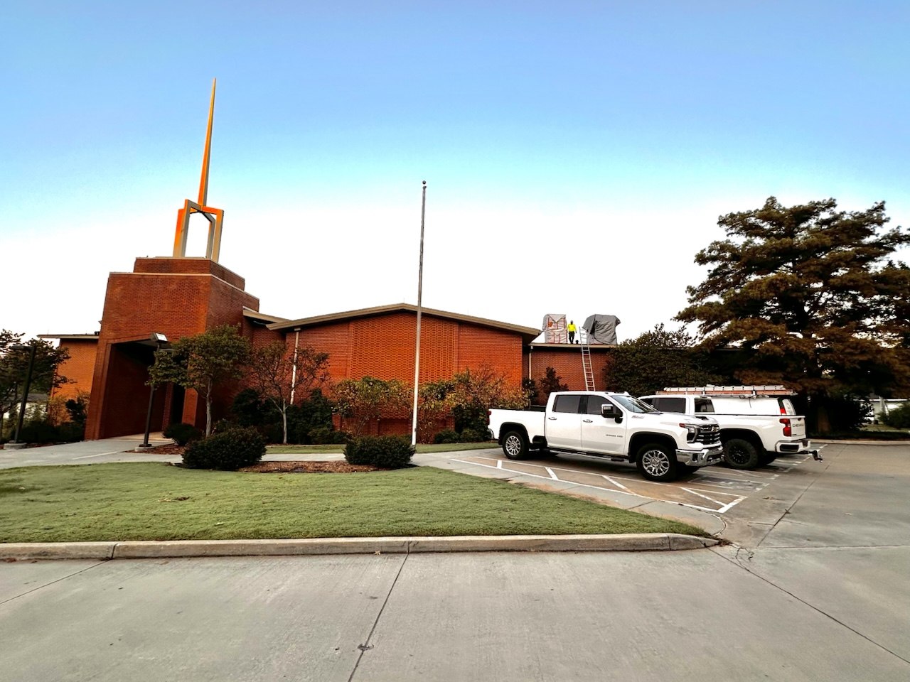 Commercial EPDM Roof at a Church in Tulsa, OK - Installation Progress - High Resolution View 1