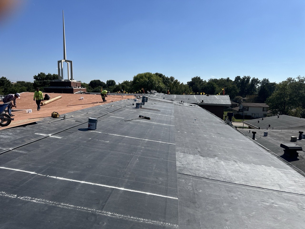 Commercial EPDM Roof at a Church in Tulsa, OK - Installation Progress - High Resolution View 10