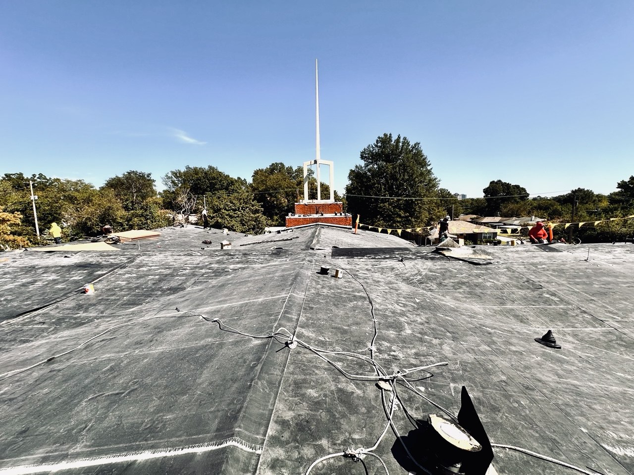 Commercial EPDM Roof at a Church in Tulsa, OK - Membrane Application & Seaming - High Resolution View 9