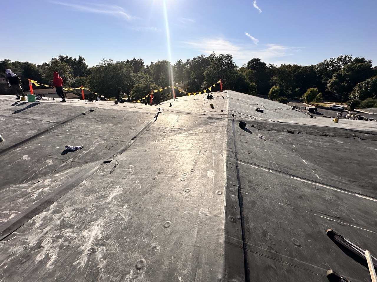 Commercial EPDM Roof at a Church in Tulsa, OK - Membrane Application & Seaming - High Resolution View 10