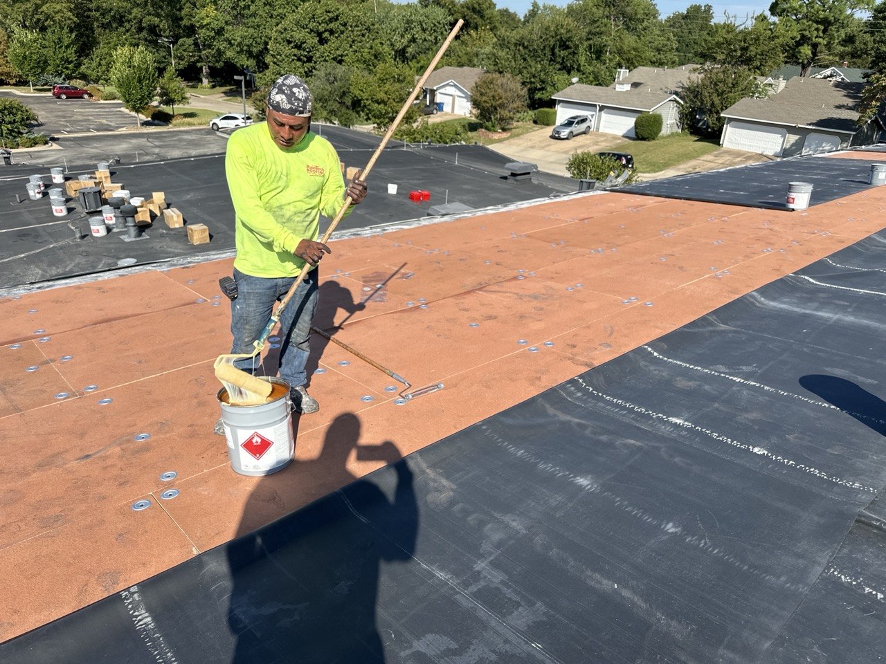 Commercial EPDM Roof at a Church in Tulsa, OK - Membrane Application & Seaming - High Resolution View 2