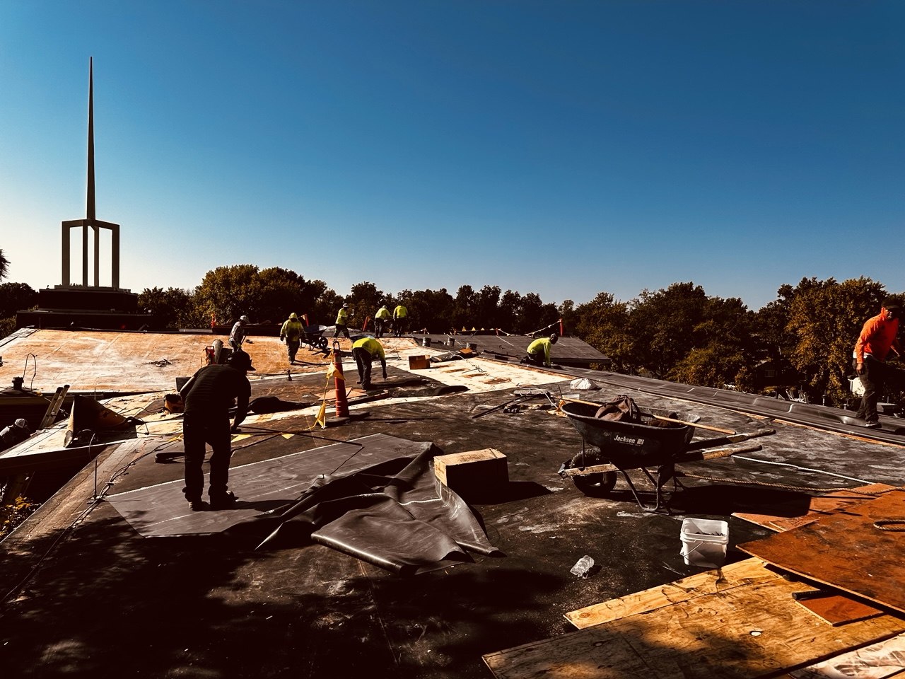 Commercial EPDM Roof at a Church in Tulsa, OK - Membrane Application & Seaming - High Resolution View 5