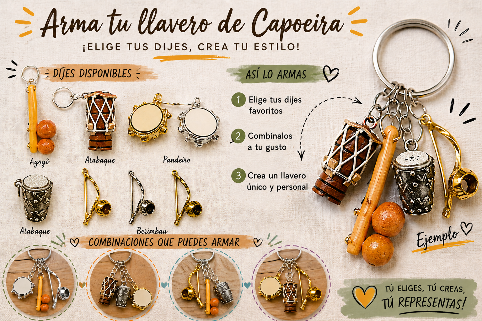 Instrucciones de armado de llaveros
