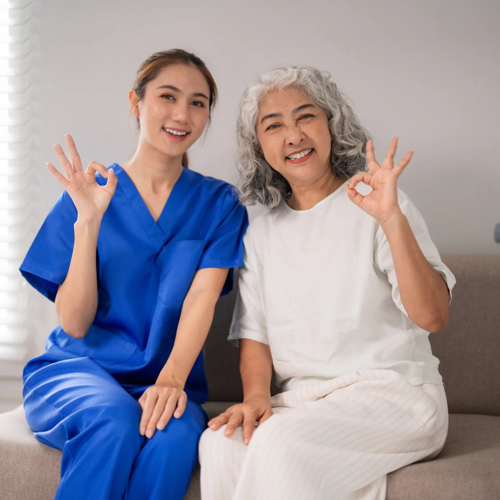 Care staff supporting an older adult
