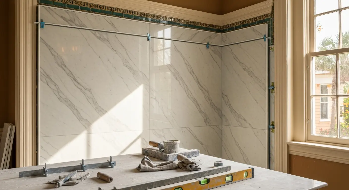 Natural stone tile installation in DeLand