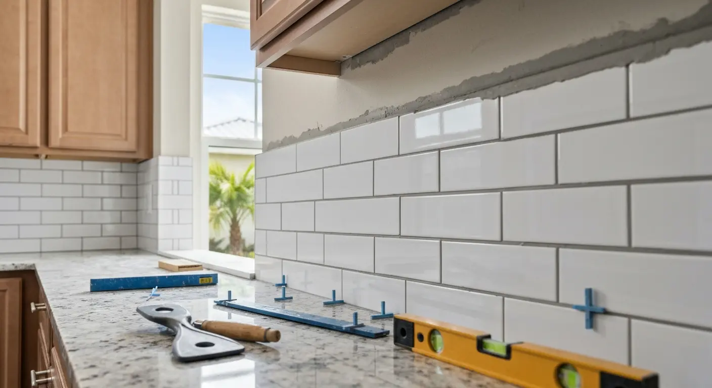 Custom kitchen backsplash installation