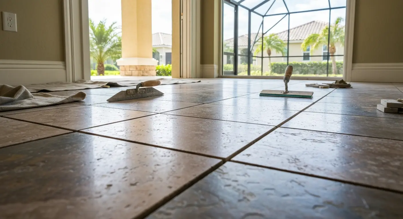 Natural stone tile installation