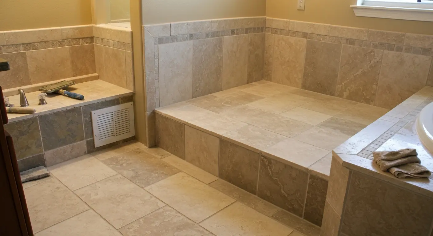 Natural stone bathroom tile
