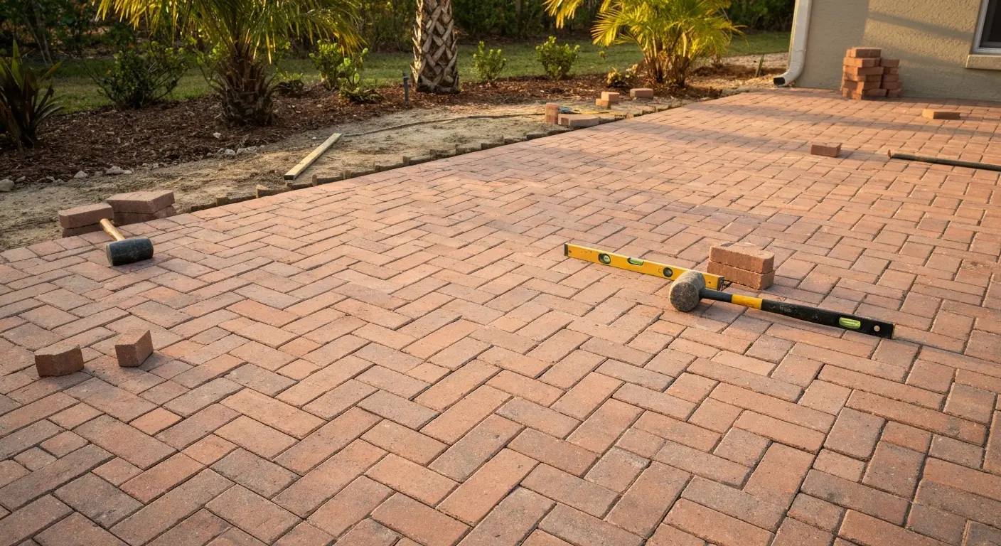 Brick paver patio installation