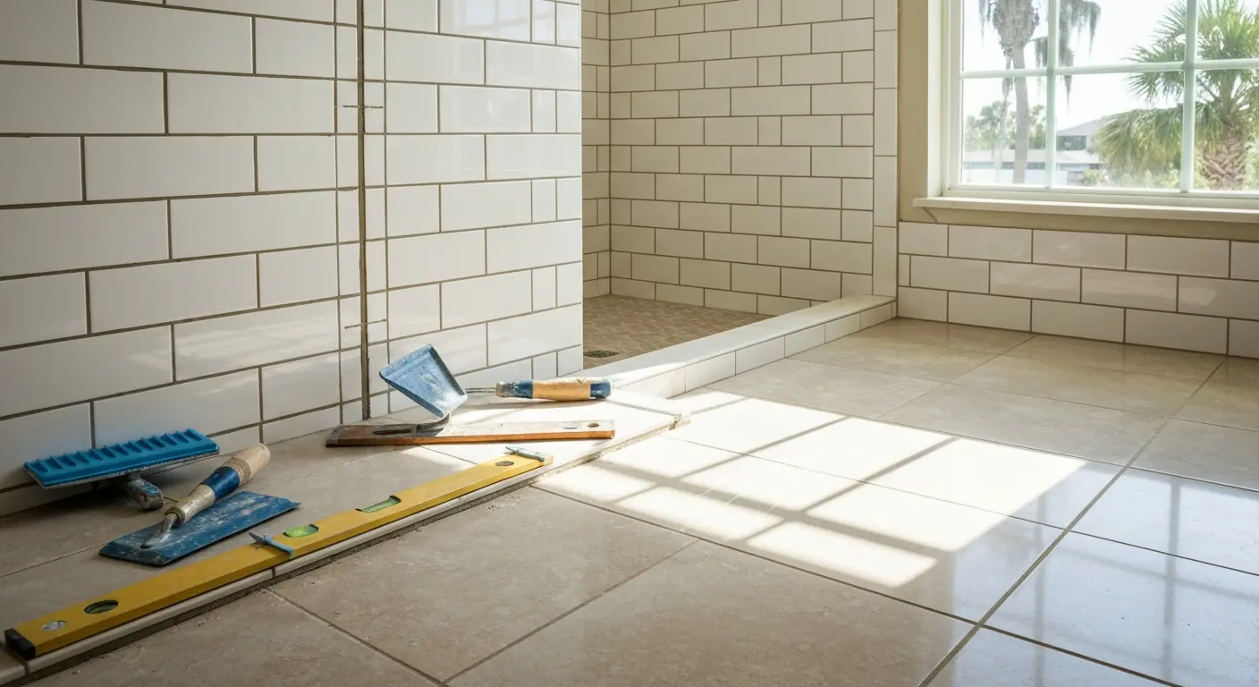 Bathroom tile installation