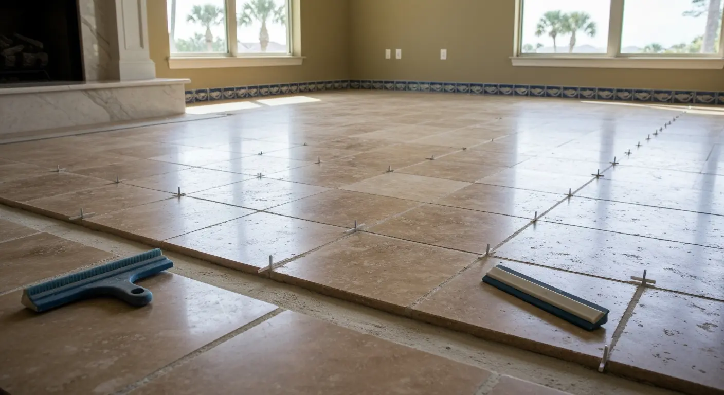 Natural stone tile installation