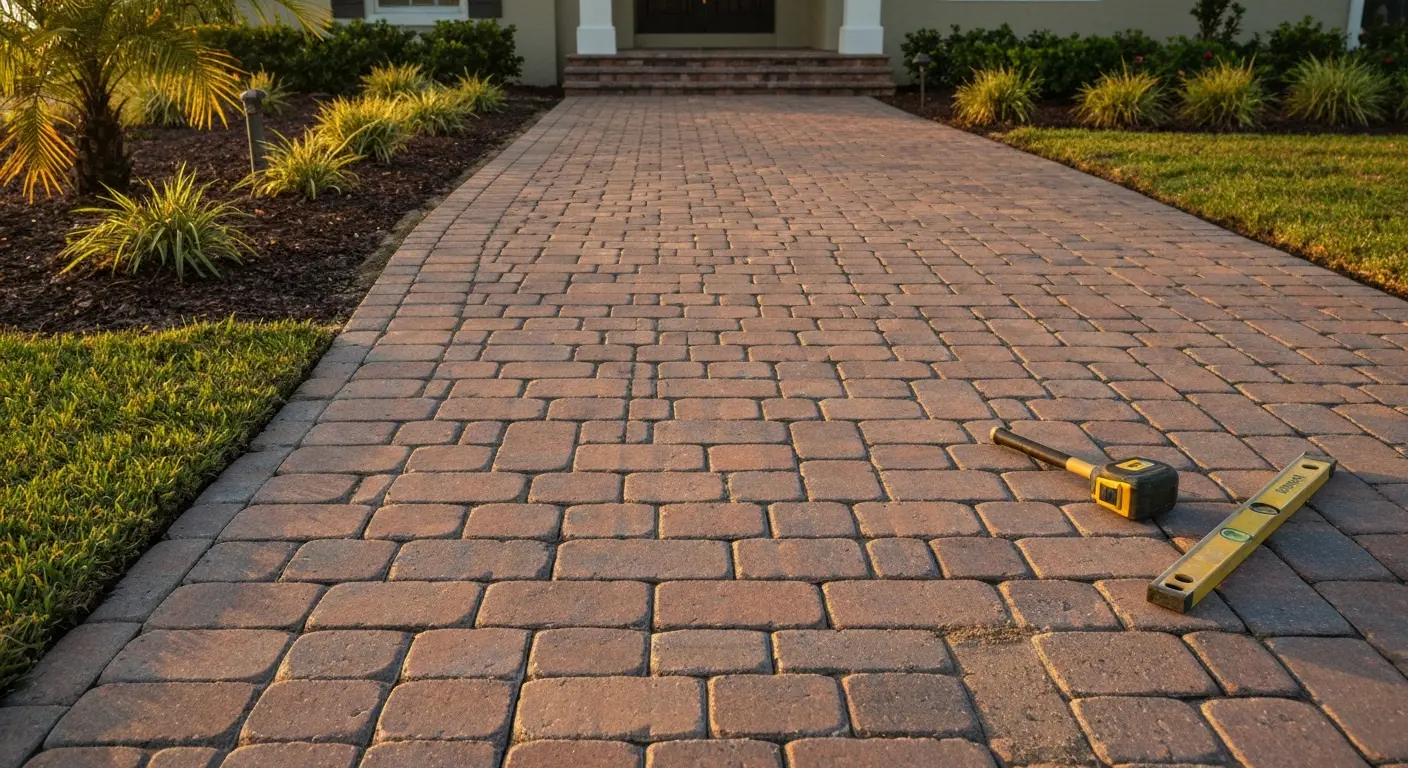 Brick paver walkway installation