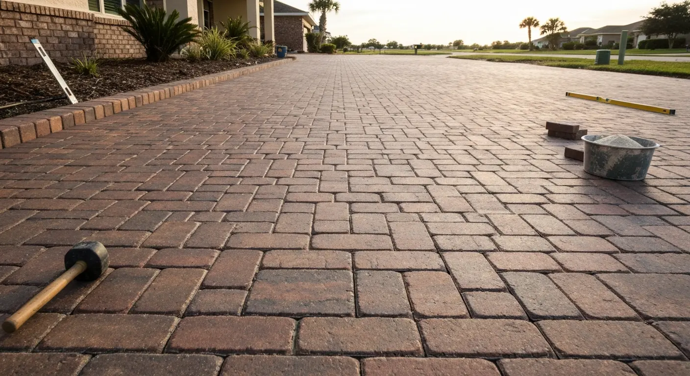 Brick paver driveway construction