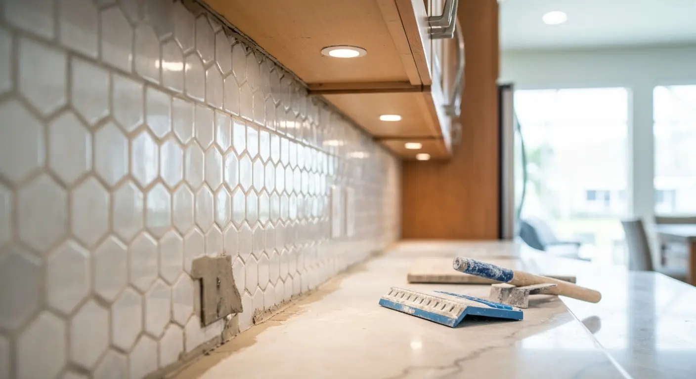 Custom kitchen backsplash installation